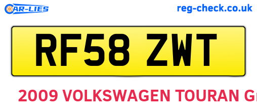 RF58ZWT are the vehicle registration plates.
