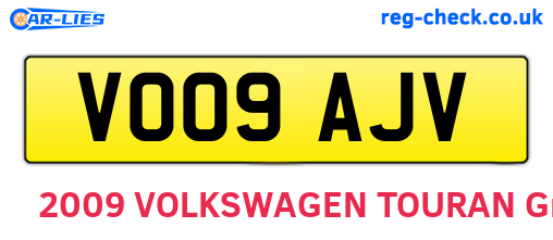 VO09AJV are the vehicle registration plates.