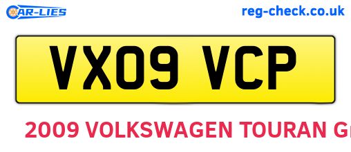VX09VCP are the vehicle registration plates.