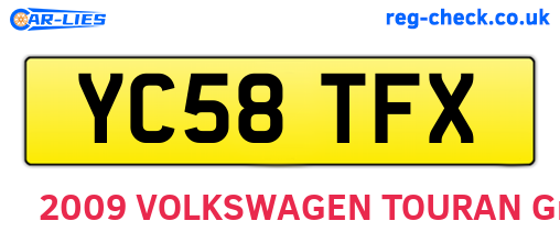 YC58TFX are the vehicle registration plates.