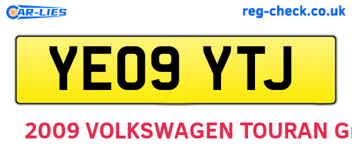 YE09YTJ are the vehicle registration plates.