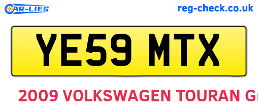 YE59MTX are the vehicle registration plates.