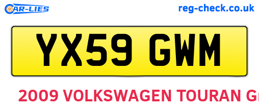 YX59GWM are the vehicle registration plates.