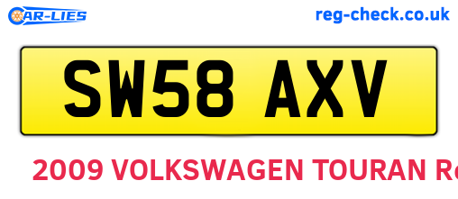 SW58AXV are the vehicle registration plates.
