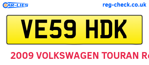 VE59HDK are the vehicle registration plates.