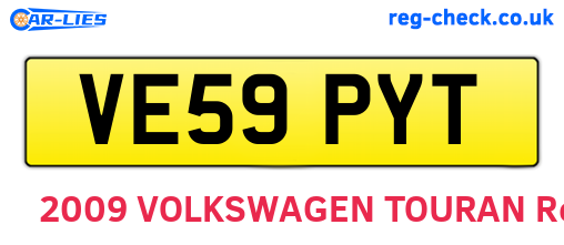 VE59PYT are the vehicle registration plates.
