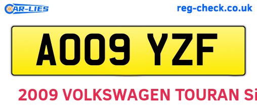 AO09YZF are the vehicle registration plates.