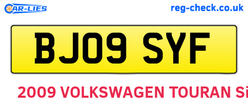 BJ09SYF are the vehicle registration plates.