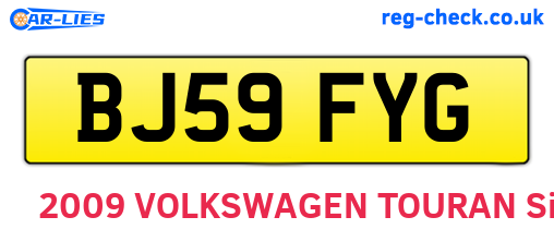 BJ59FYG are the vehicle registration plates.