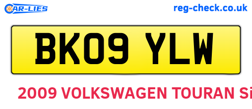 BK09YLW are the vehicle registration plates.