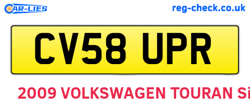 CV58UPR are the vehicle registration plates.