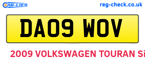 DA09WOV are the vehicle registration plates.