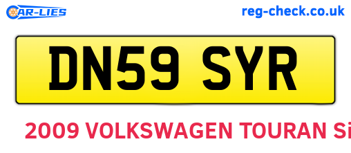 DN59SYR are the vehicle registration plates.