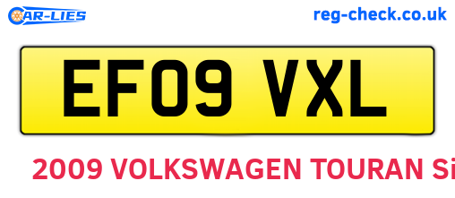 EF09VXL are the vehicle registration plates.
