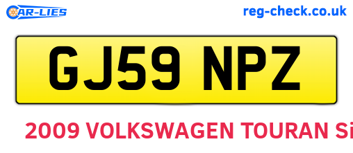 GJ59NPZ are the vehicle registration plates.