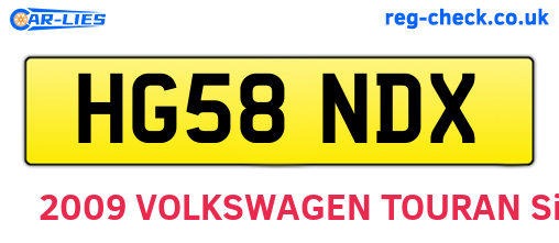 HG58NDX are the vehicle registration plates.