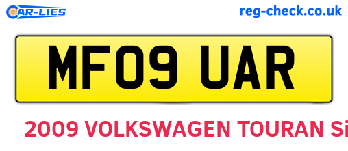 MF09UAR are the vehicle registration plates.