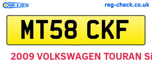 MT58CKF are the vehicle registration plates.