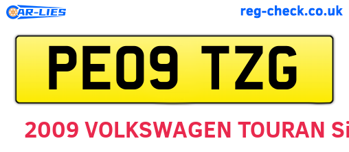PE09TZG are the vehicle registration plates.