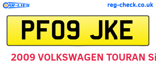 PF09JKE are the vehicle registration plates.