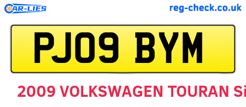PJ09BYM are the vehicle registration plates.