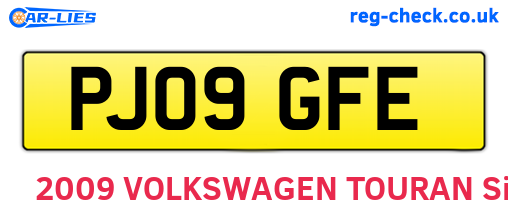 PJ09GFE are the vehicle registration plates.
