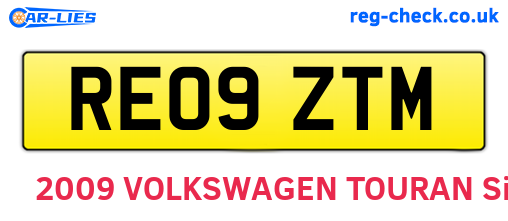 RE09ZTM are the vehicle registration plates.