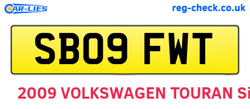 SB09FWT are the vehicle registration plates.