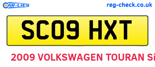 SC09HXT are the vehicle registration plates.