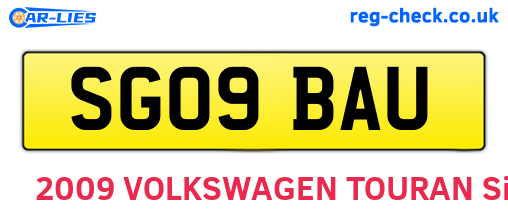 SG09BAU are the vehicle registration plates.