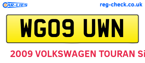 WG09UWN are the vehicle registration plates.