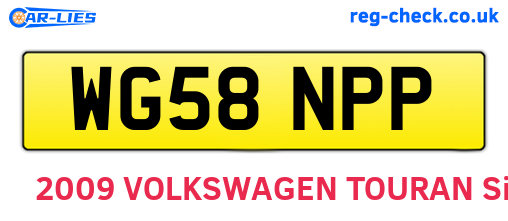 WG58NPP are the vehicle registration plates.