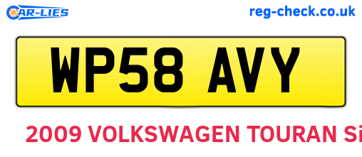 WP58AVY are the vehicle registration plates.