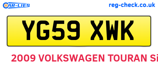 YG59XWK are the vehicle registration plates.