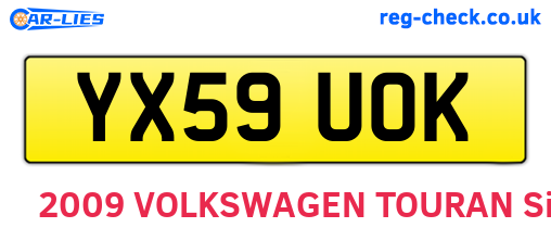 YX59UOK are the vehicle registration plates.
