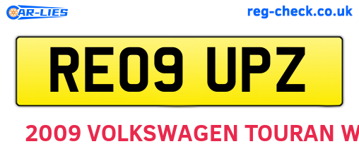 RE09UPZ are the vehicle registration plates.