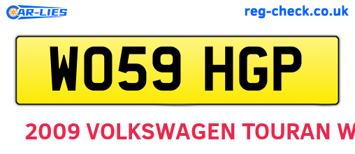 WO59HGP are the vehicle registration plates.