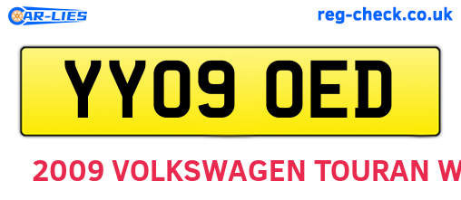 YY09OED are the vehicle registration plates.