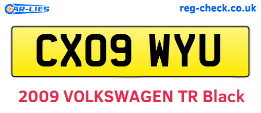 CX09WYU are the vehicle registration plates.