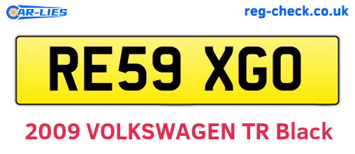 RE59XGO are the vehicle registration plates.
