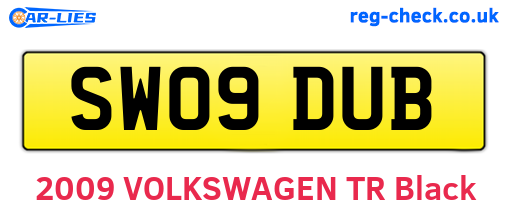 SW09DUB are the vehicle registration plates.