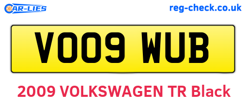 VO09WUB are the vehicle registration plates.