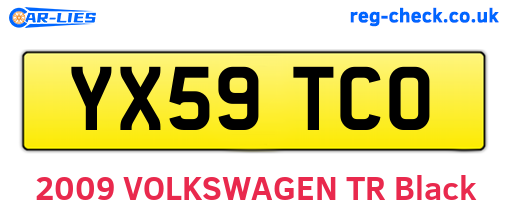 YX59TCO are the vehicle registration plates.