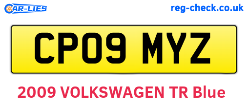 CP09MYZ are the vehicle registration plates.