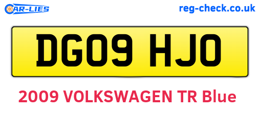 DG09HJO are the vehicle registration plates.