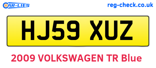 HJ59XUZ are the vehicle registration plates.