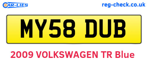 MY58DUB are the vehicle registration plates.