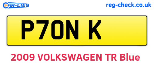 P7ONK are the vehicle registration plates.