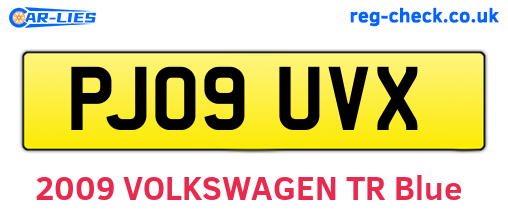 PJ09UVX are the vehicle registration plates.