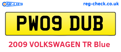 PW09DUB are the vehicle registration plates.